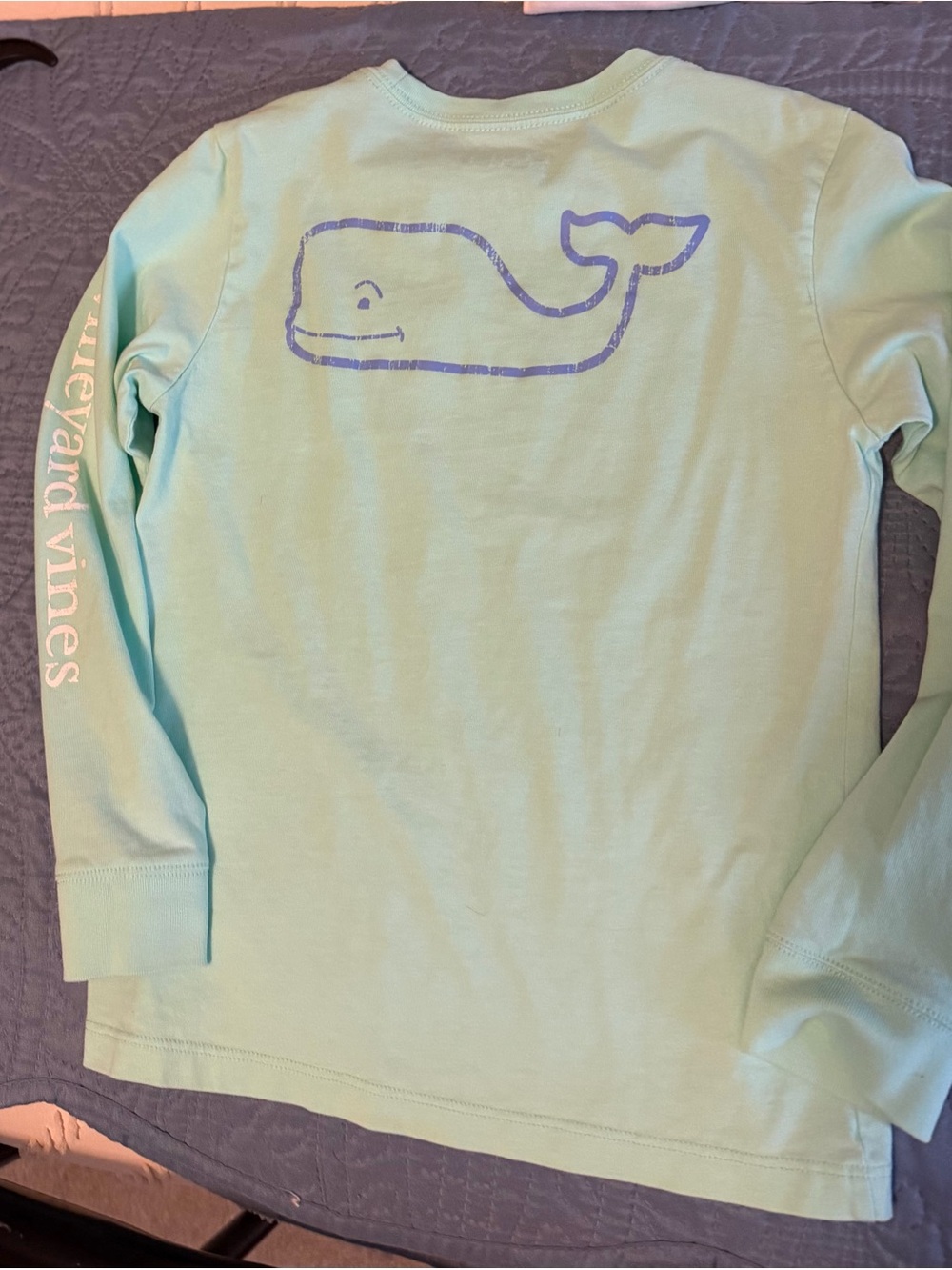 Vineyard Vines Kids Long-Sleeve Whale Tee - Light Mint with Blue Whale